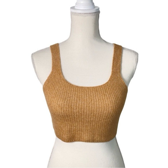 New Everlane The Cozy Stretch Camel Crop Tank Top Size Small - Picture 1 of 5